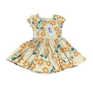 Dot Dot Smile NWT‎ Girl’s Size 2T Yellow Flower Dragonfly Cap Sleeve Twirl Dress